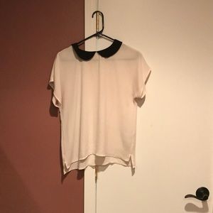 Sheer off white and black top
